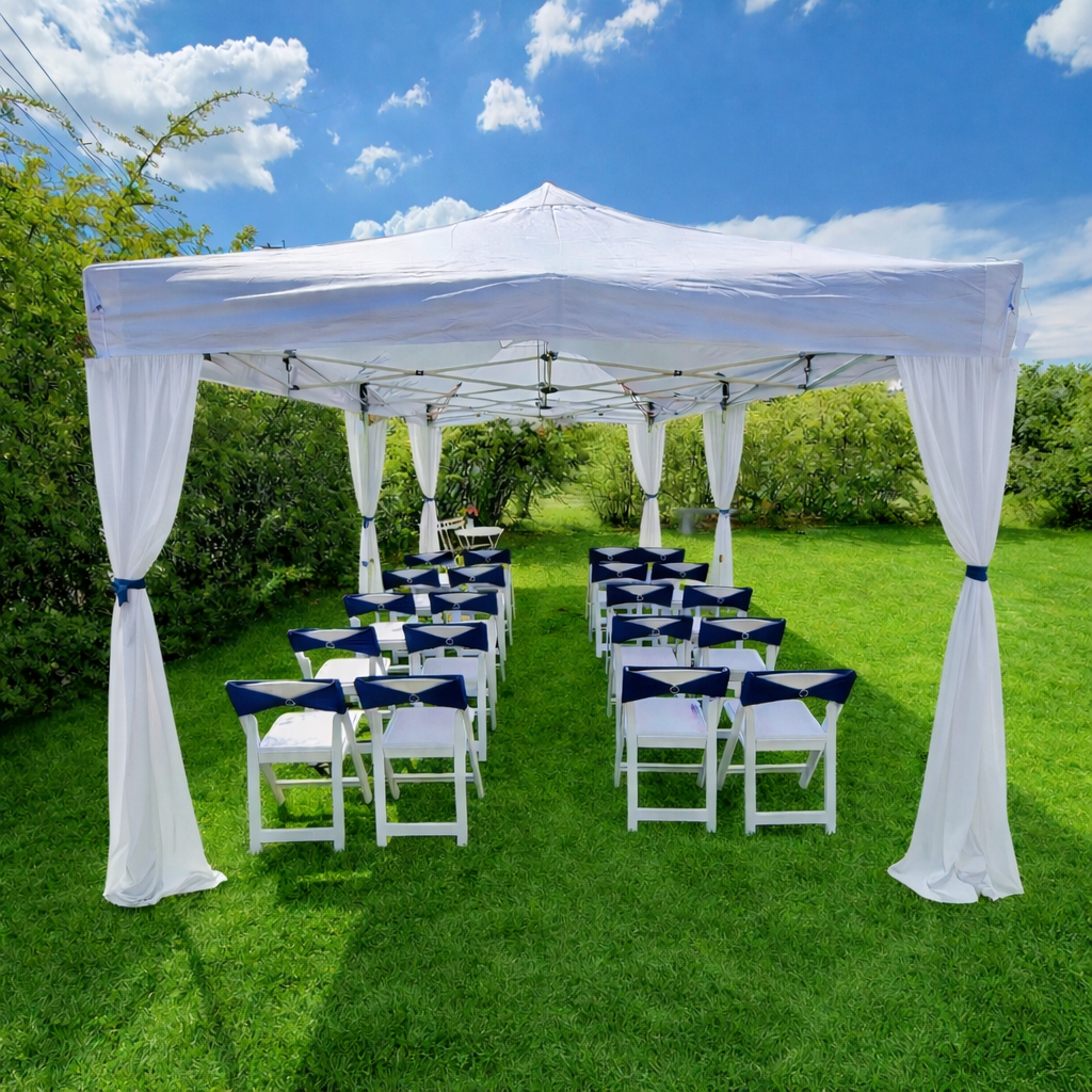 Single 6 by 3 metre white gazebo
