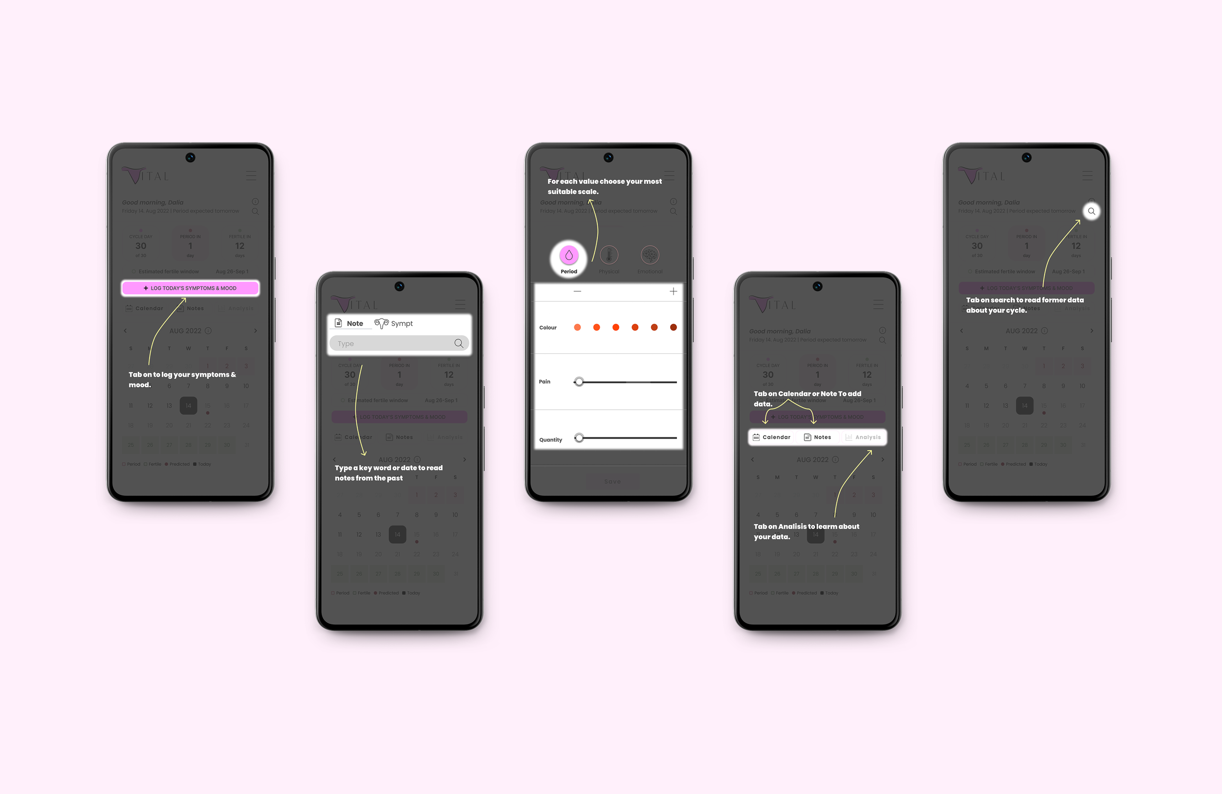 Vital app — high-fidelity screens overview