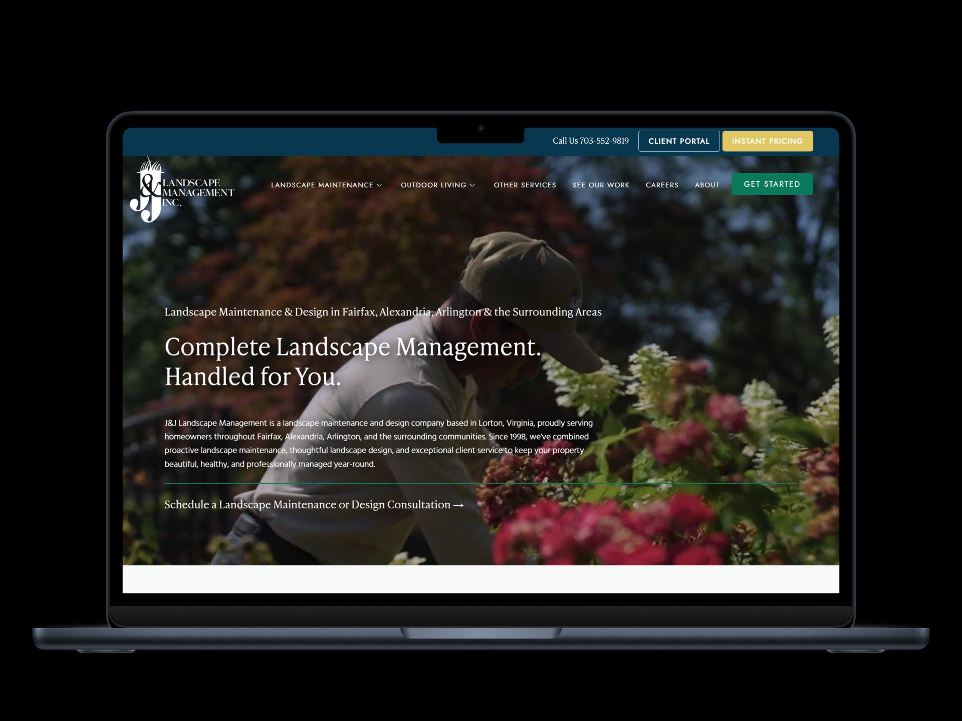J&J website shown on a laptop mockup — case study on consolidating scattered marketing tools into one HubSpot growth operations system
