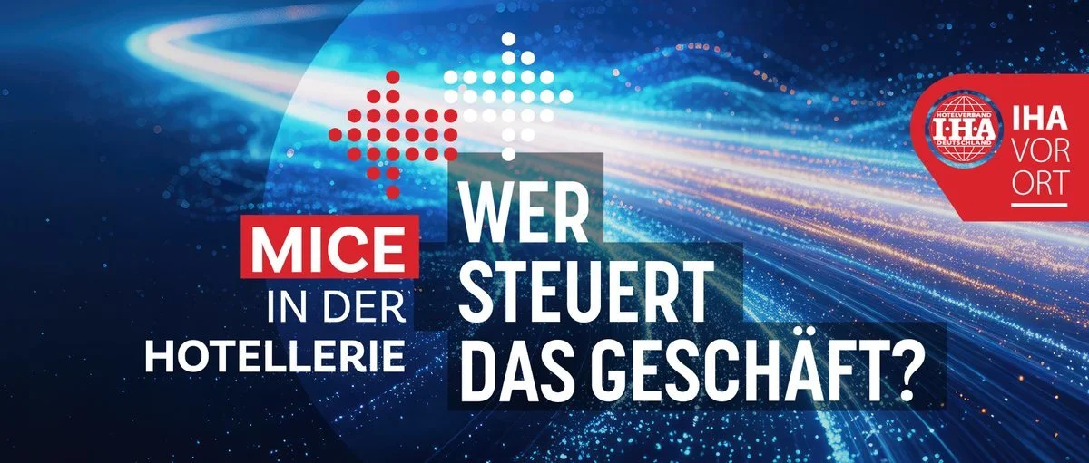 Banner der IHA MICE Roadshow: MICE in der Hotellerie. Wer steuert das Geschäft?