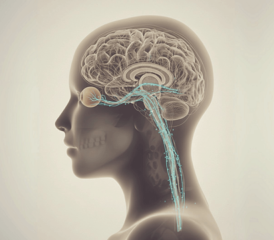 Illustration du cerveau et de ses connexions avec l'œil