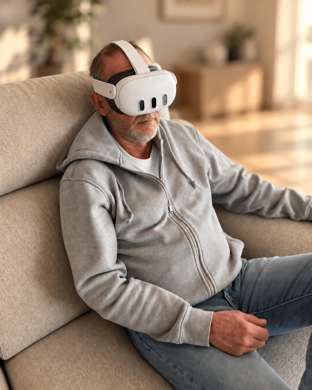 Patient portant un casque de réalité virtuelle