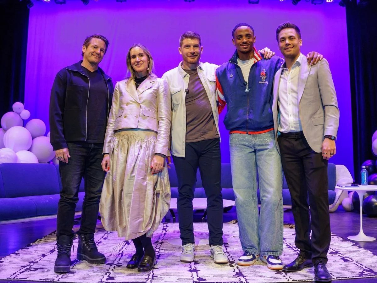 Shawn Nelson, Jaime Schmidt, Sam Rockwell, Cordell Broadus and host Cameron Nagle on stage at the 2026 Starting Small Summit