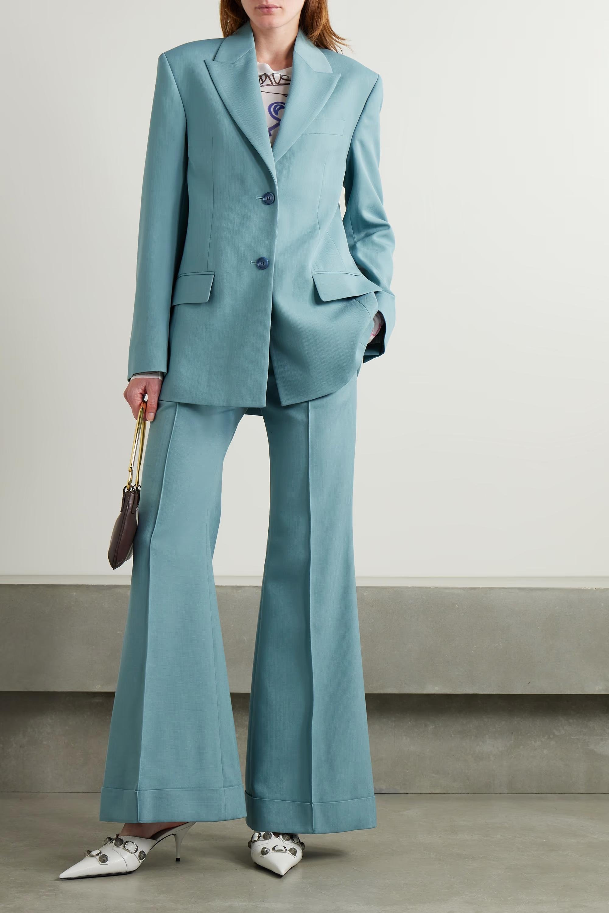 Blue suit from sustainable brand Stella McCartney