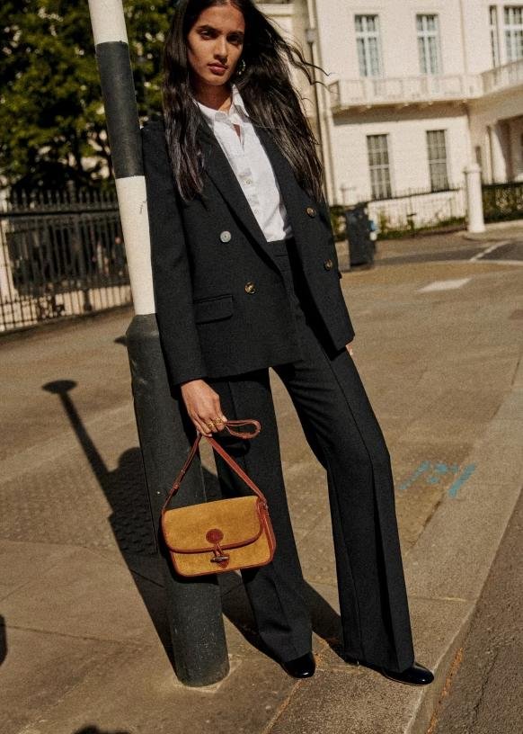 Black suit from sustainable brand Sezane