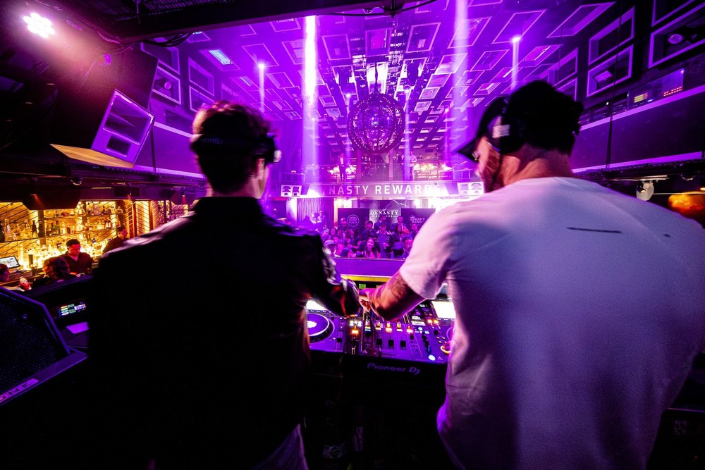 DJs playing to a packed room