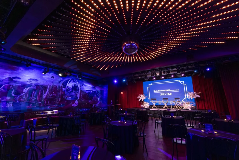 Event venue with lighting and stage