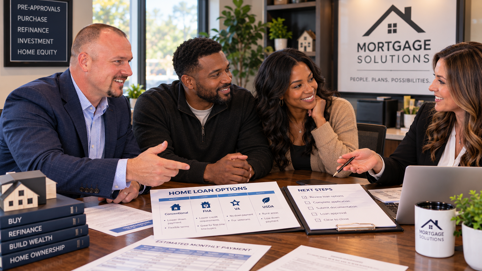 Real estate financing consultation at a table