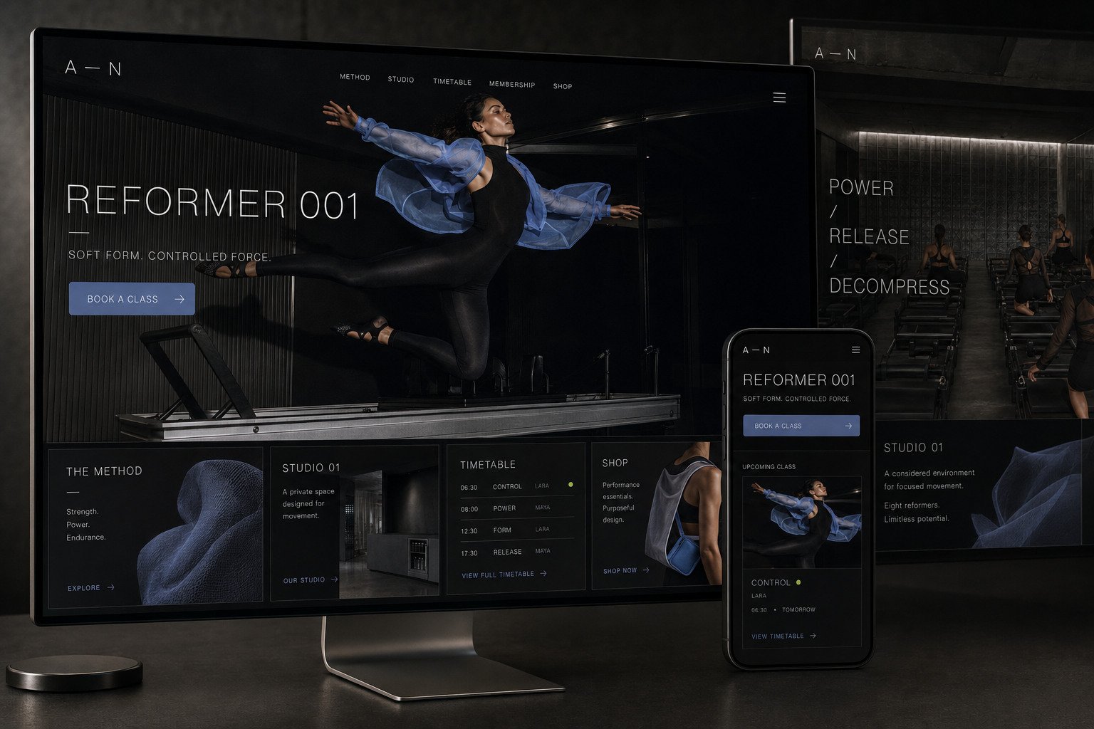 Reformer website concept shown across desktop and mobile screens.