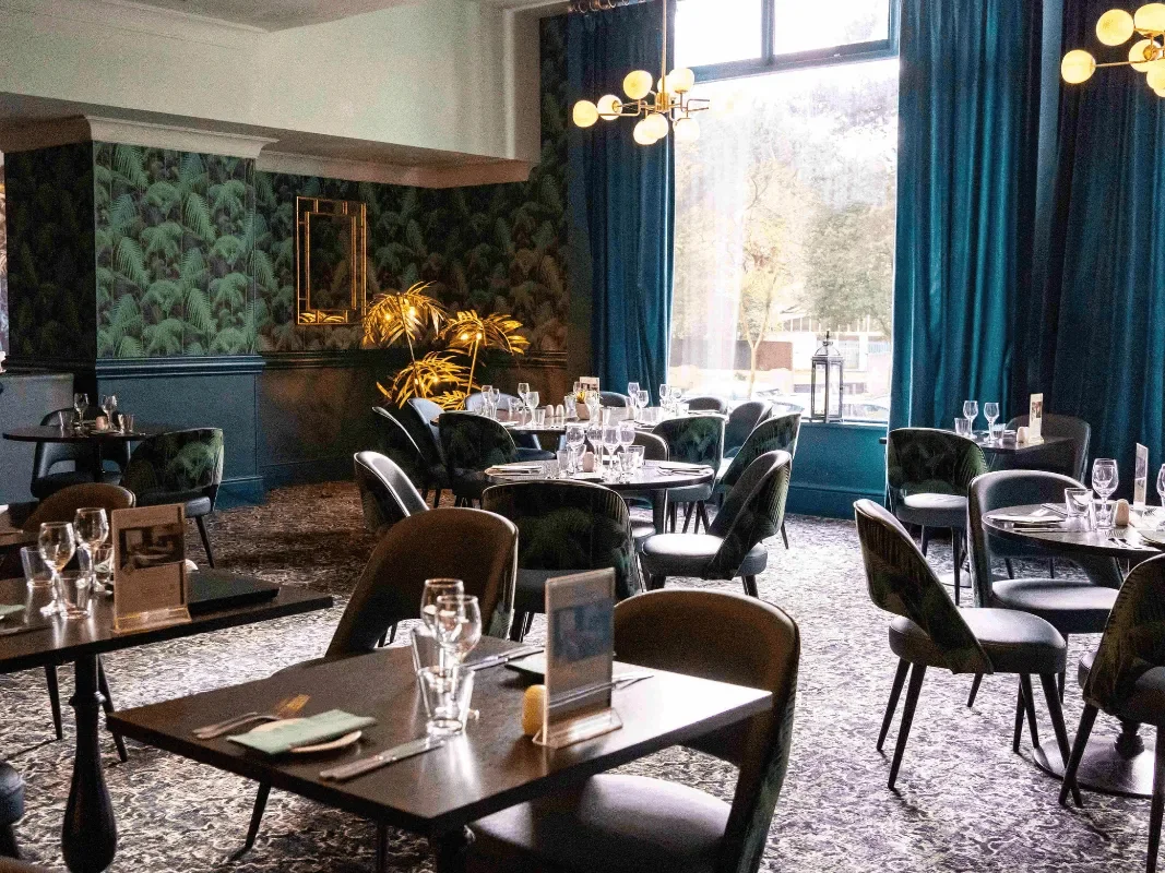 Recently refurbished restaurant at Queens Hotel Bournemouth