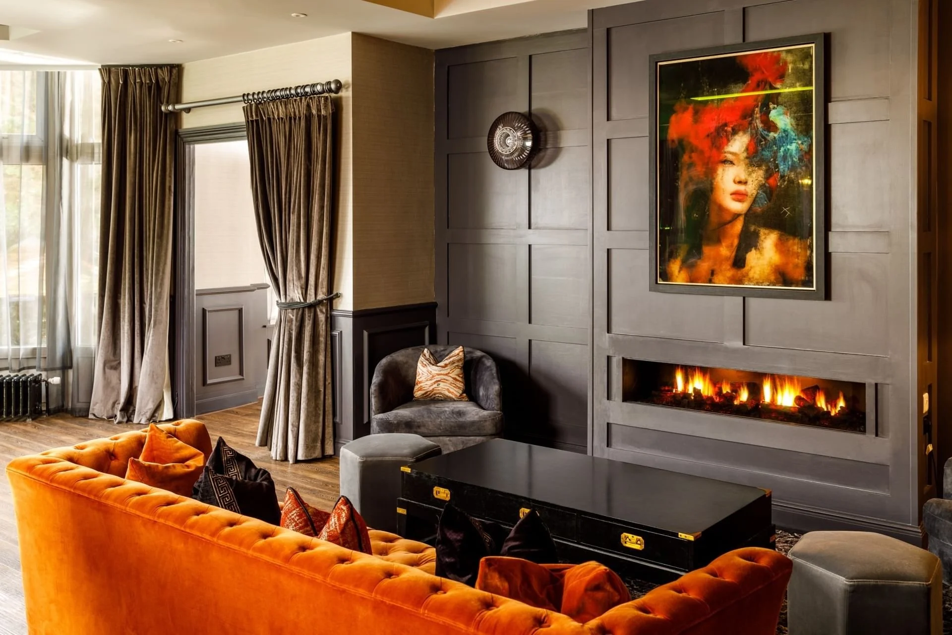Queens Hotel lounge fireplace for cosy retreat moments