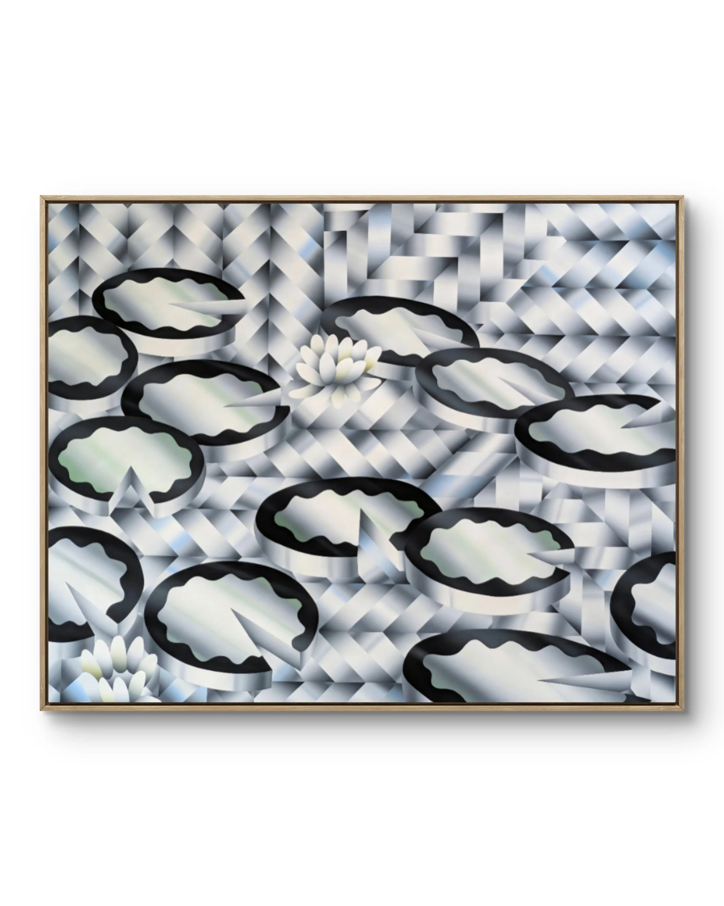 Chrome Water Lilies Canvas