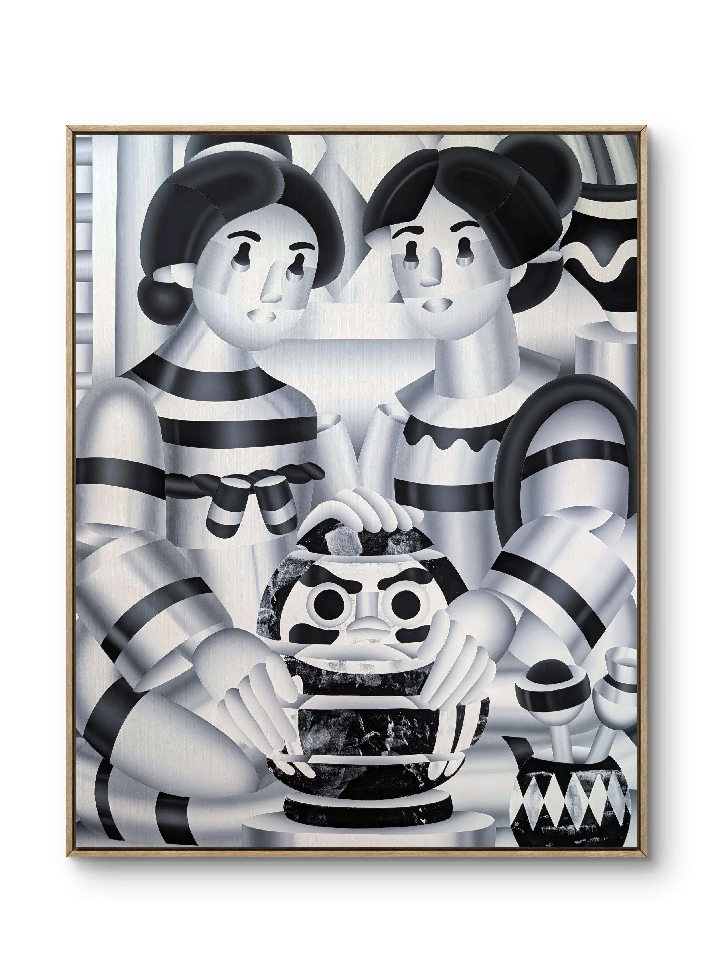 Two Women and the Daruma Canvas