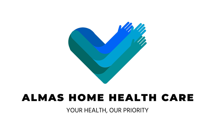 Almas Home Health Care logo, Your Health, Our Priority