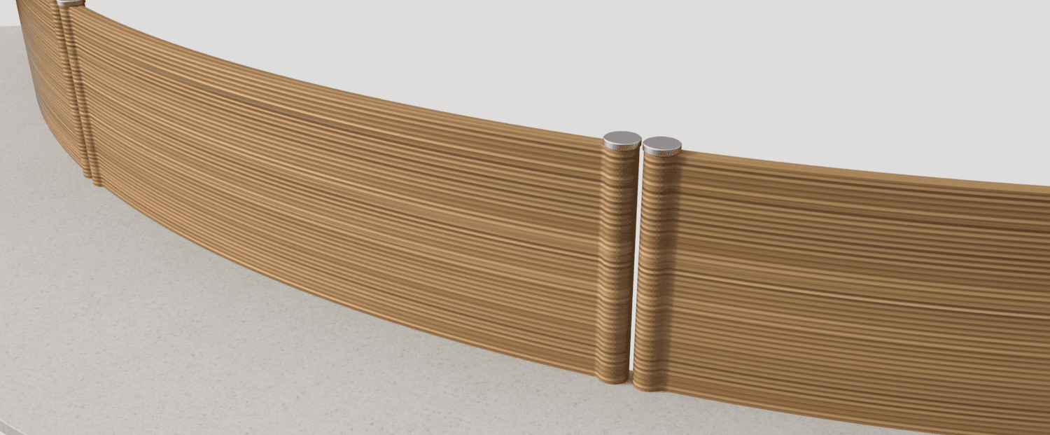 Segmented divider screen with aluminum caps
