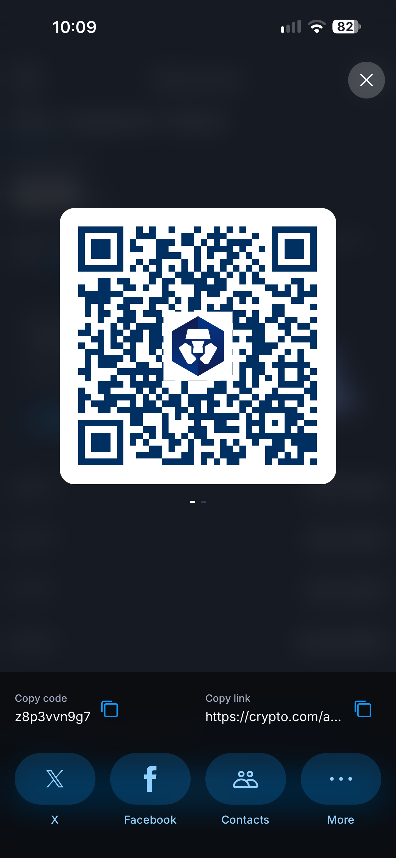 Crypto.com App referral QR code for z8p3vvn9g7