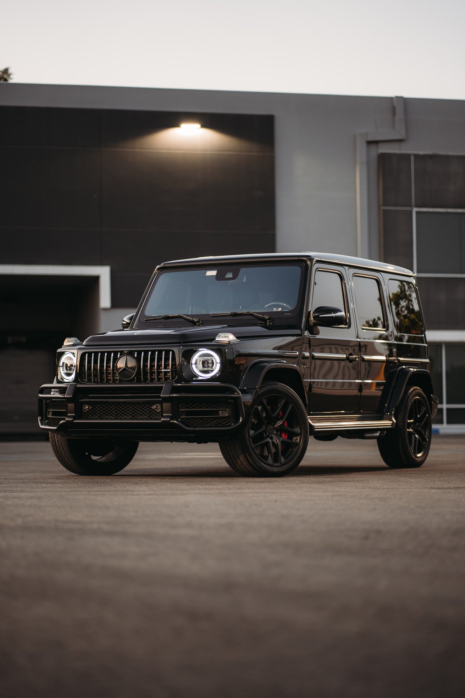 Mercedes-AMG G 63 after Paint Protection Film (PPF), Ceramic Coating, Chrome Delete and Wheel Powder Coating, front-right three-quarter view
