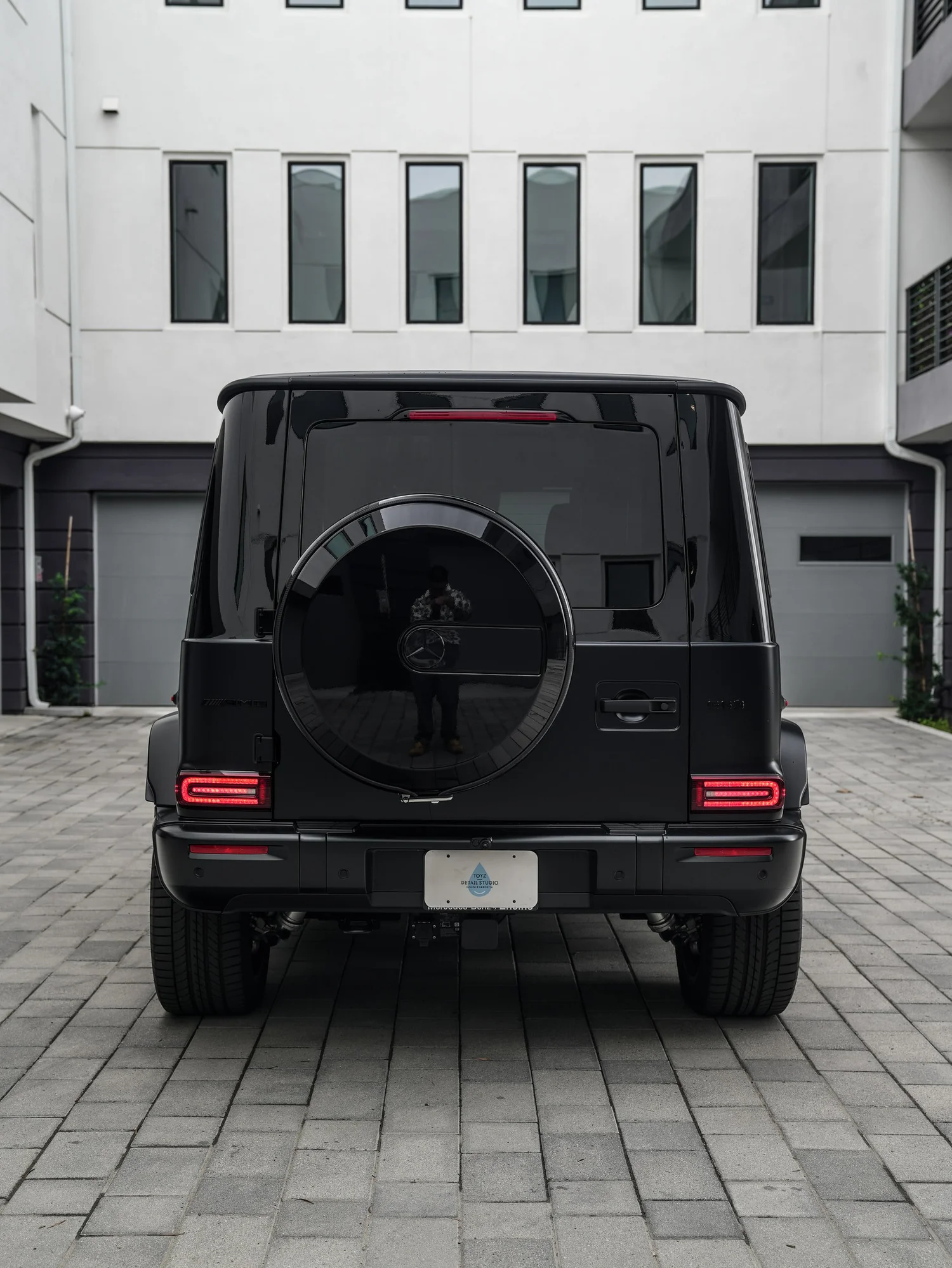 Mercedes-AMG G 63 Two-Tone Black after Paint Protection Film (PPF) and Window Tint, direct rear view