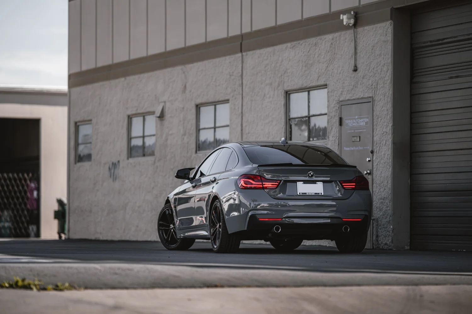 BMW 440i Inozetek Nardo Grey after Ceramic Coating, Vinyl Wrap and Wheel Powder Coating, direct rear view