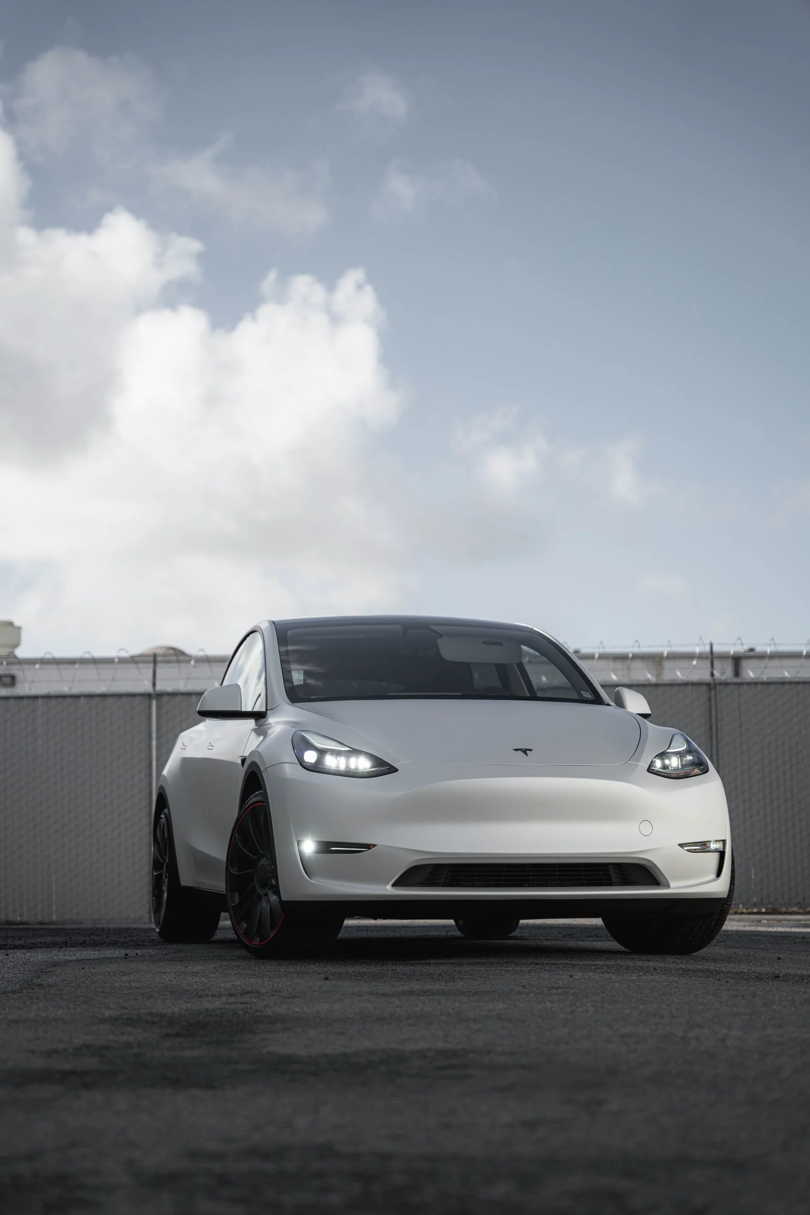 Satin Pearl White Tesla Model Y 3M 2080 Vinyl Wrap with Custom Exterior Accents — Vinyl Wrap