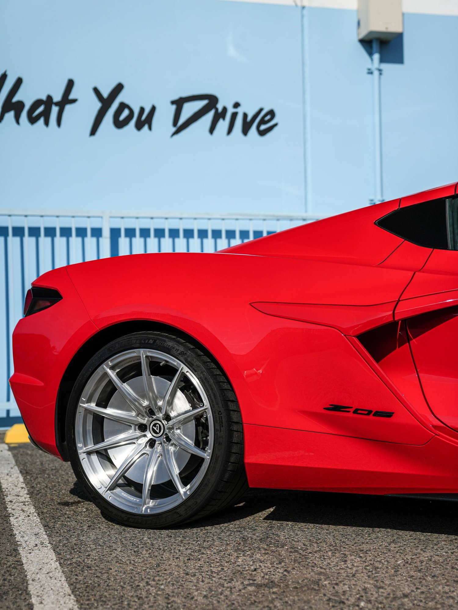 Chevrolet Corvette Z06 PPF after Paint Protection Film (PPF), rear-quarter and wheel view
