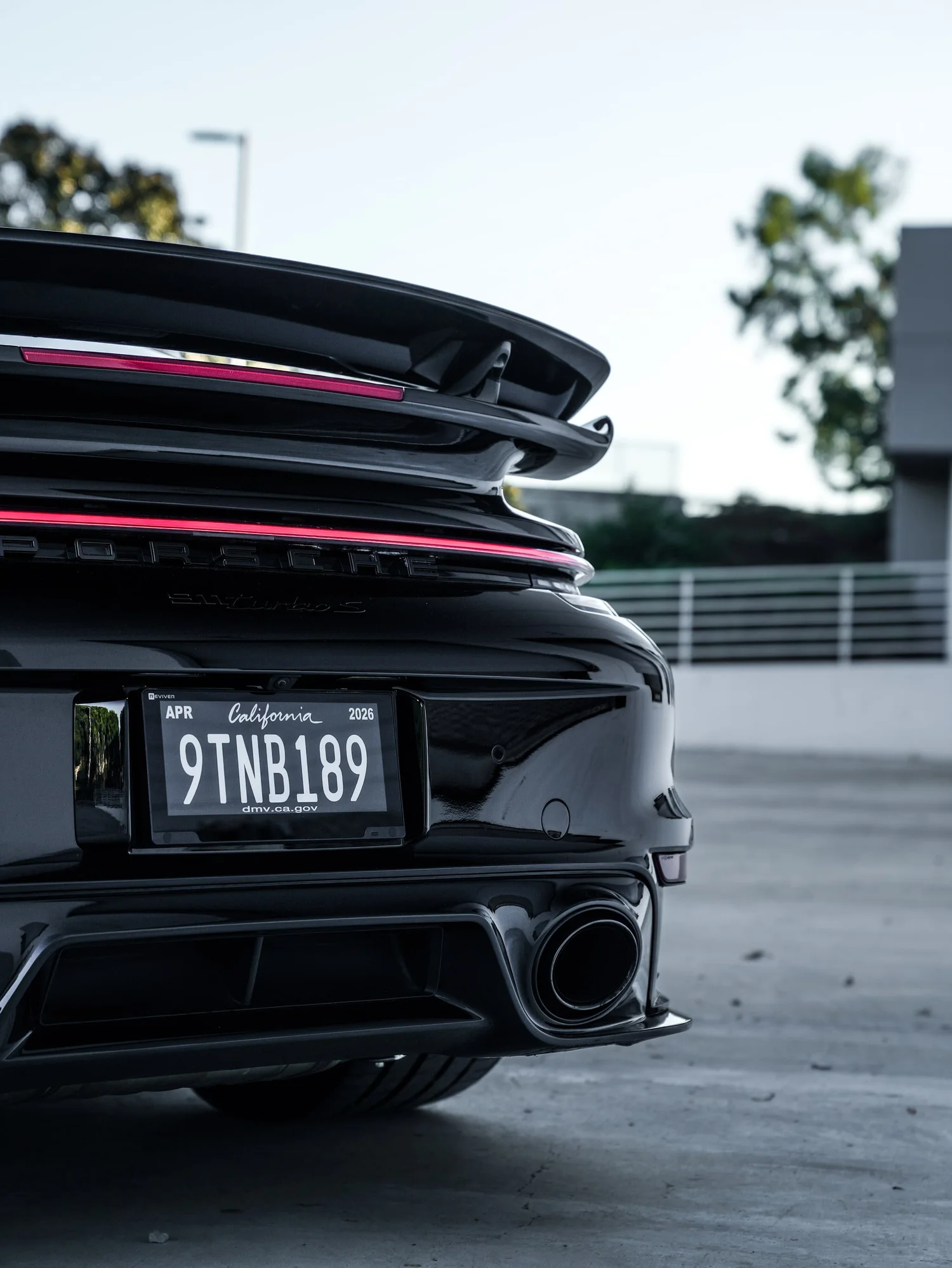 Porsche 911 Turbo S after Paint Protection Film (PPF), Window Tint and Ceramic Coating, low-angle rear view