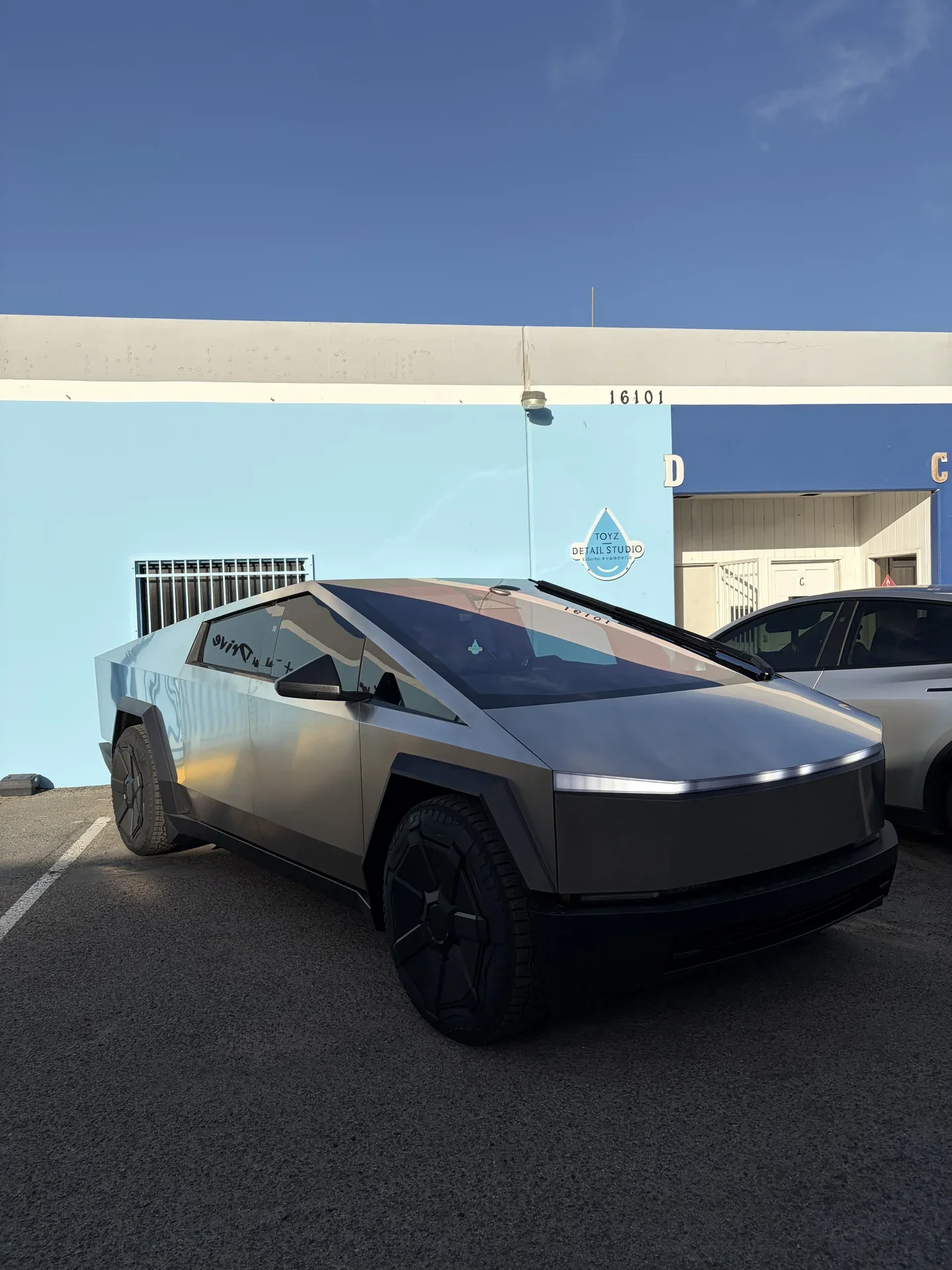 2026 Tesla Cybertruck Cyberbeast — front three-quarter view parked outside the studio