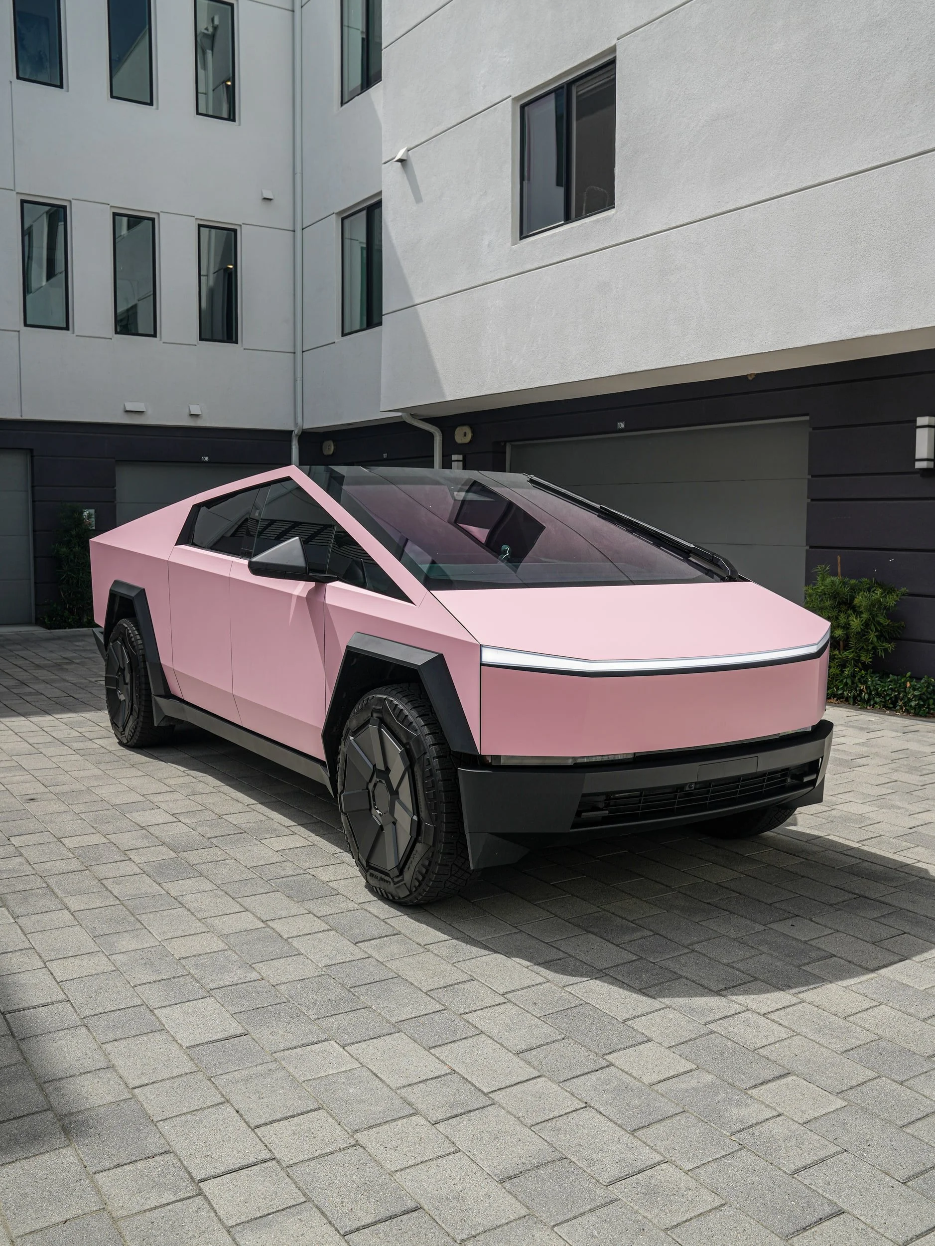Tesla Cybertruck Matte Pink after vinyl wrap in Irvine