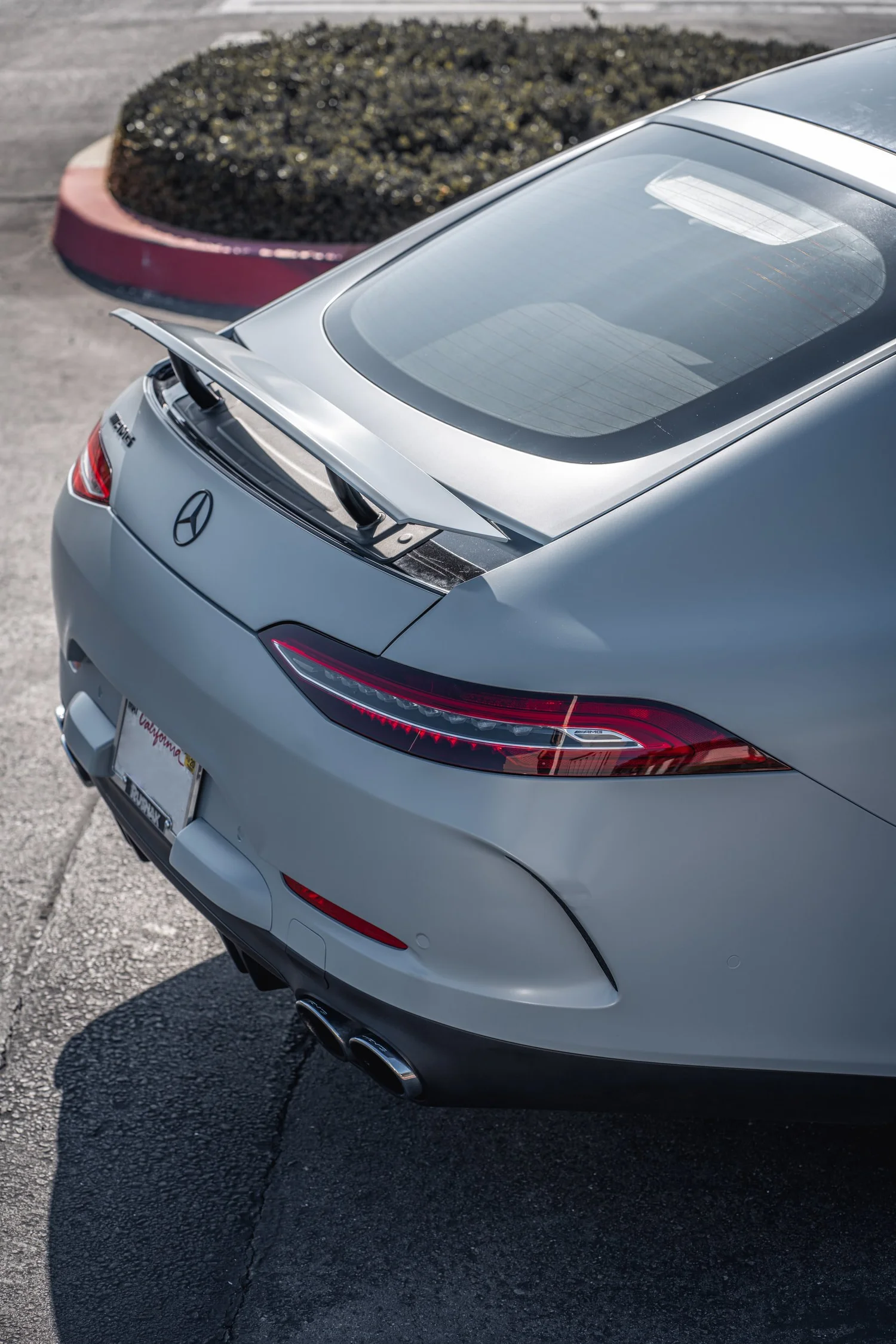 Mercedes-AMG GT 53 Avery Battleship Grey after Vinyl Wrap, direct rear view