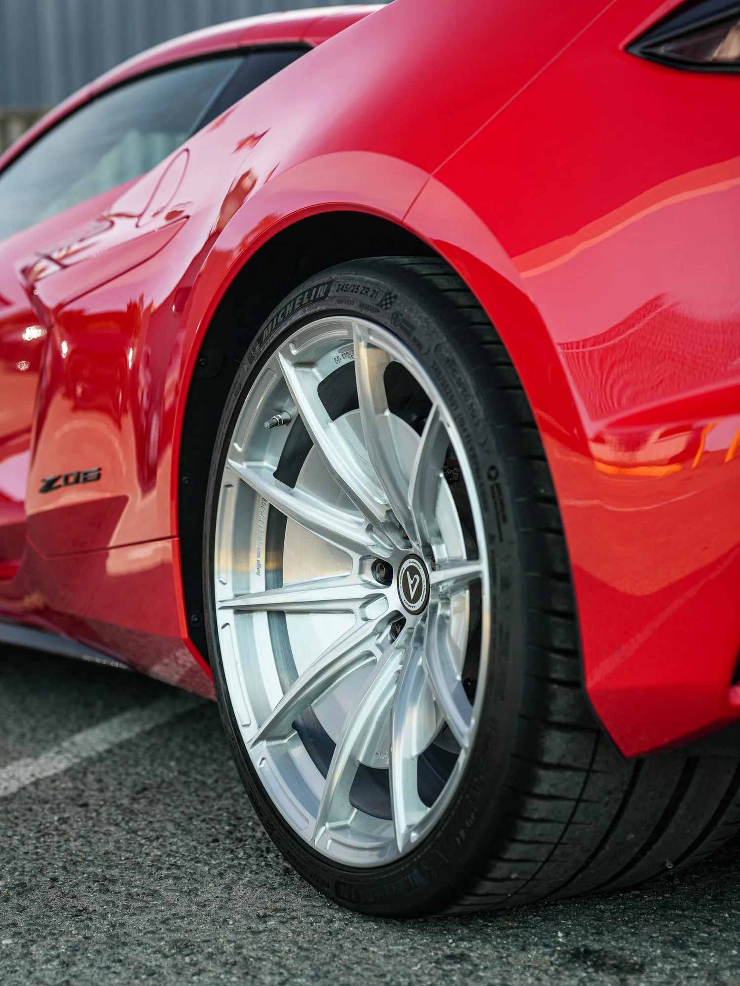 Chevrolet Corvette Z06 PPF after Paint Protection Film (PPF), front-fender and wheel view