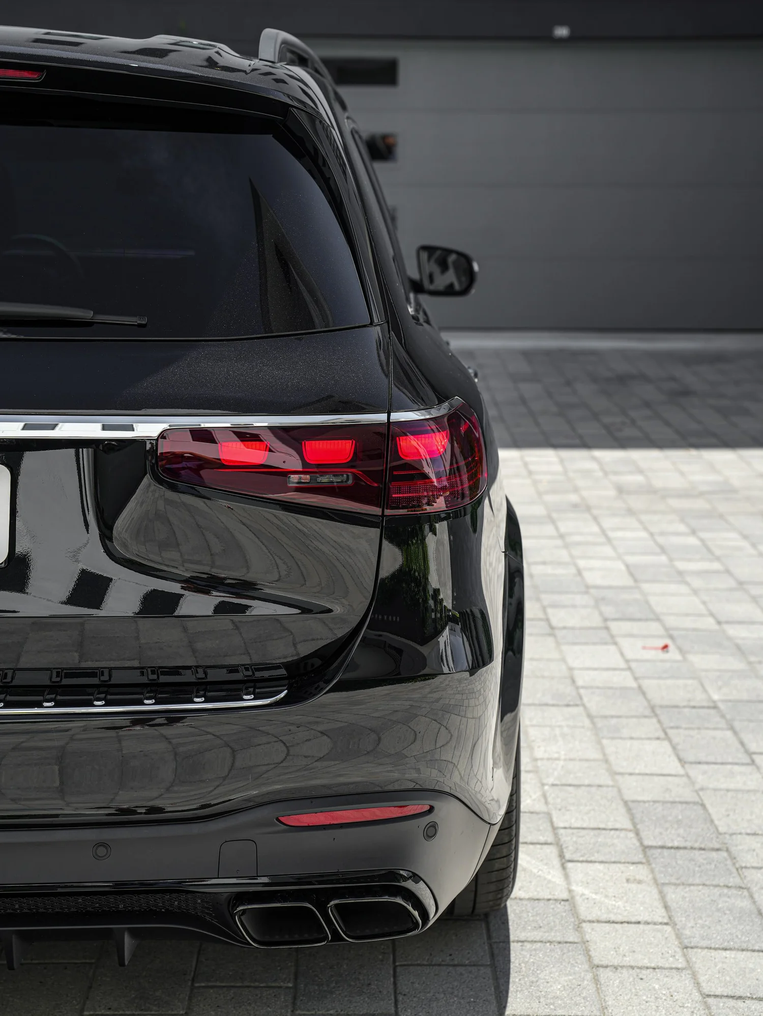 Mercedes-AMG GLS 63 after Paint Protection Film (PPF) and Window Tint, rear body and taillight view