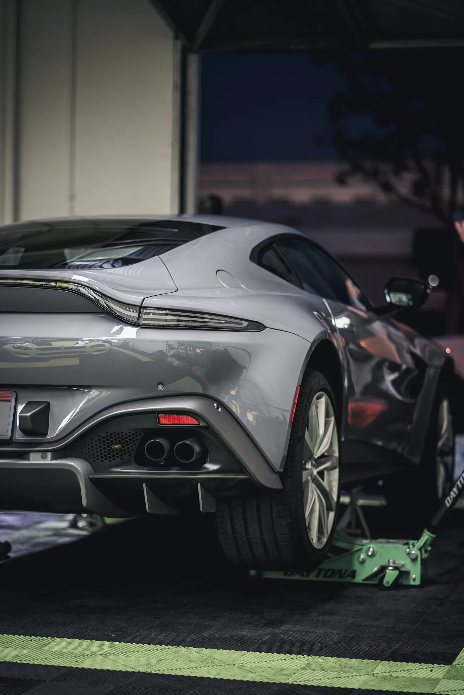 Aston Martin Vantage Acid Green after Brake Caliper Repaint, rear body and taillight view