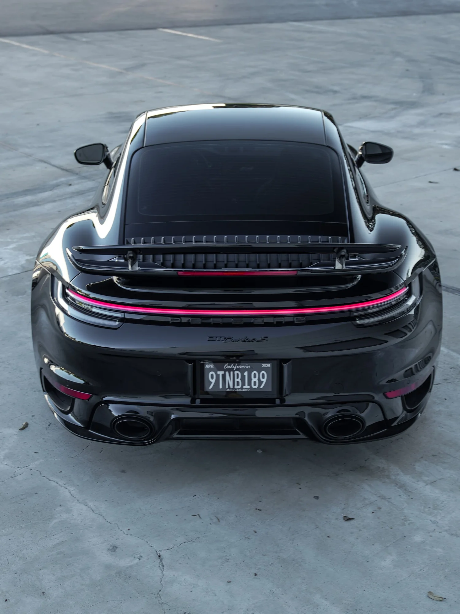 Porsche 911 Turbo S after Paint Protection Film (PPF), Window Tint and Ceramic Coating, rear body and taillight view