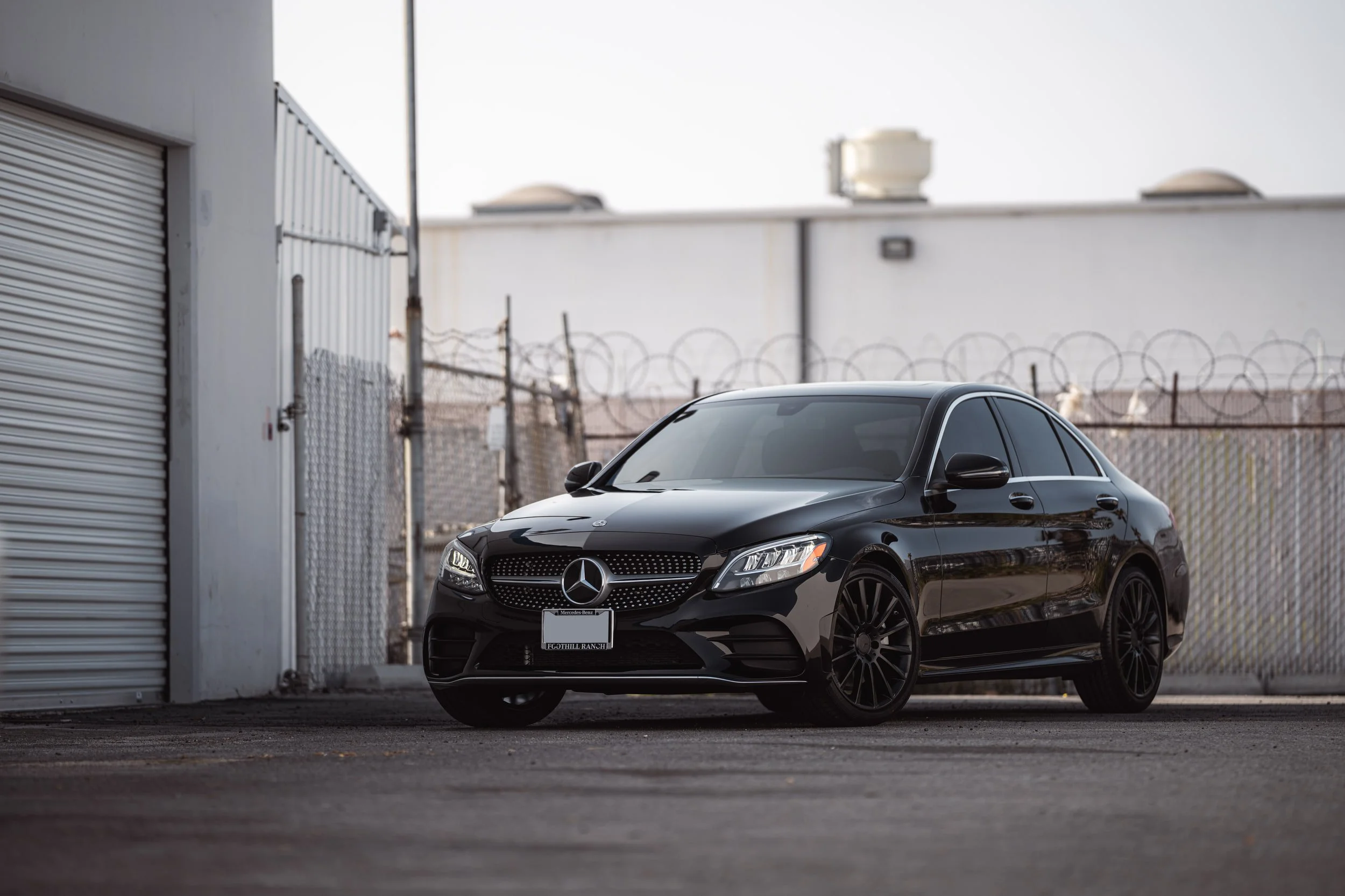Mercedes-Benz C 300 after window tint and wheel powder coating in Irvine
