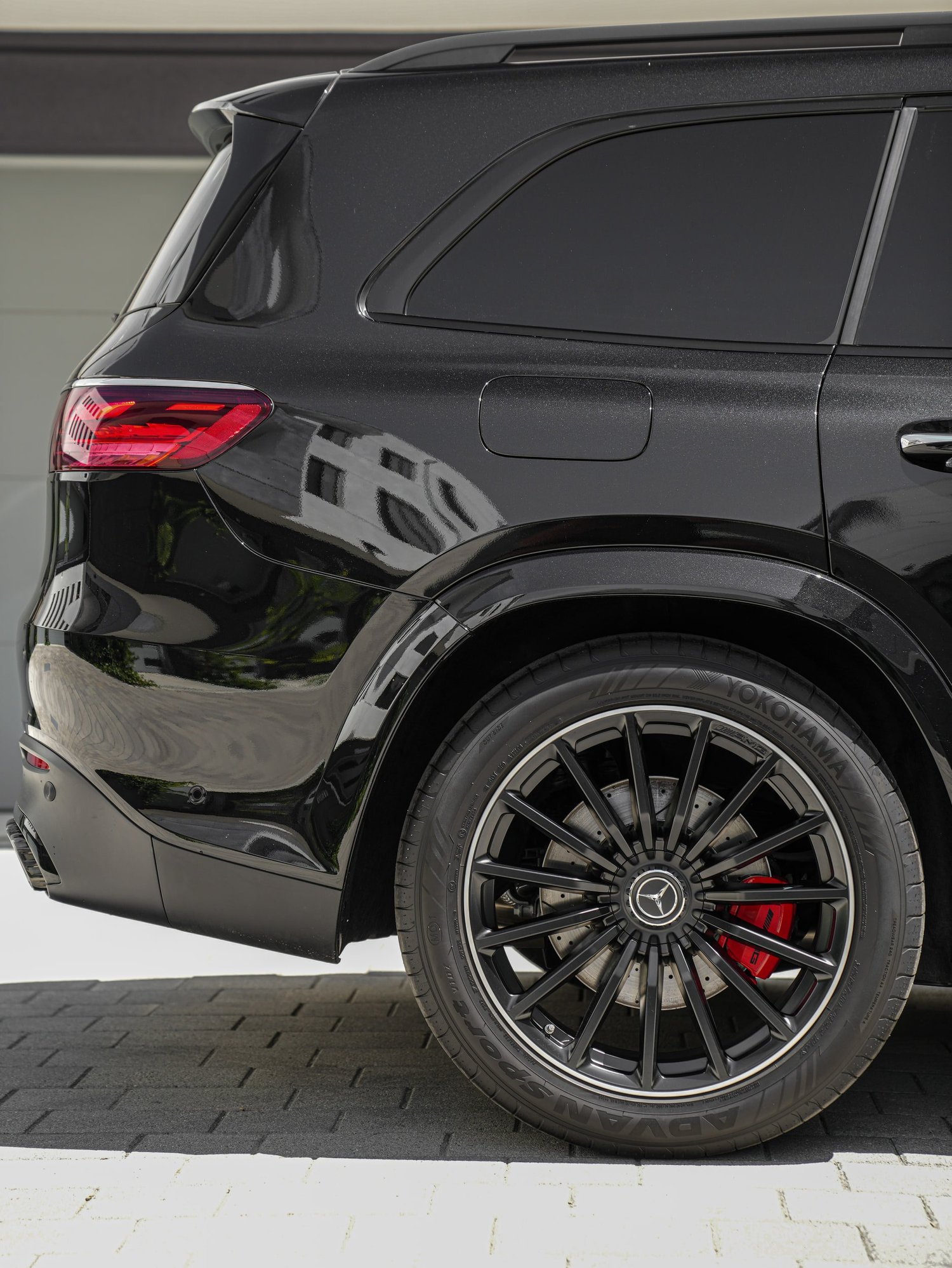 Mercedes-AMG GLS 63 after Paint Protection Film (PPF) and Window Tint, rear-quarter and wheel view