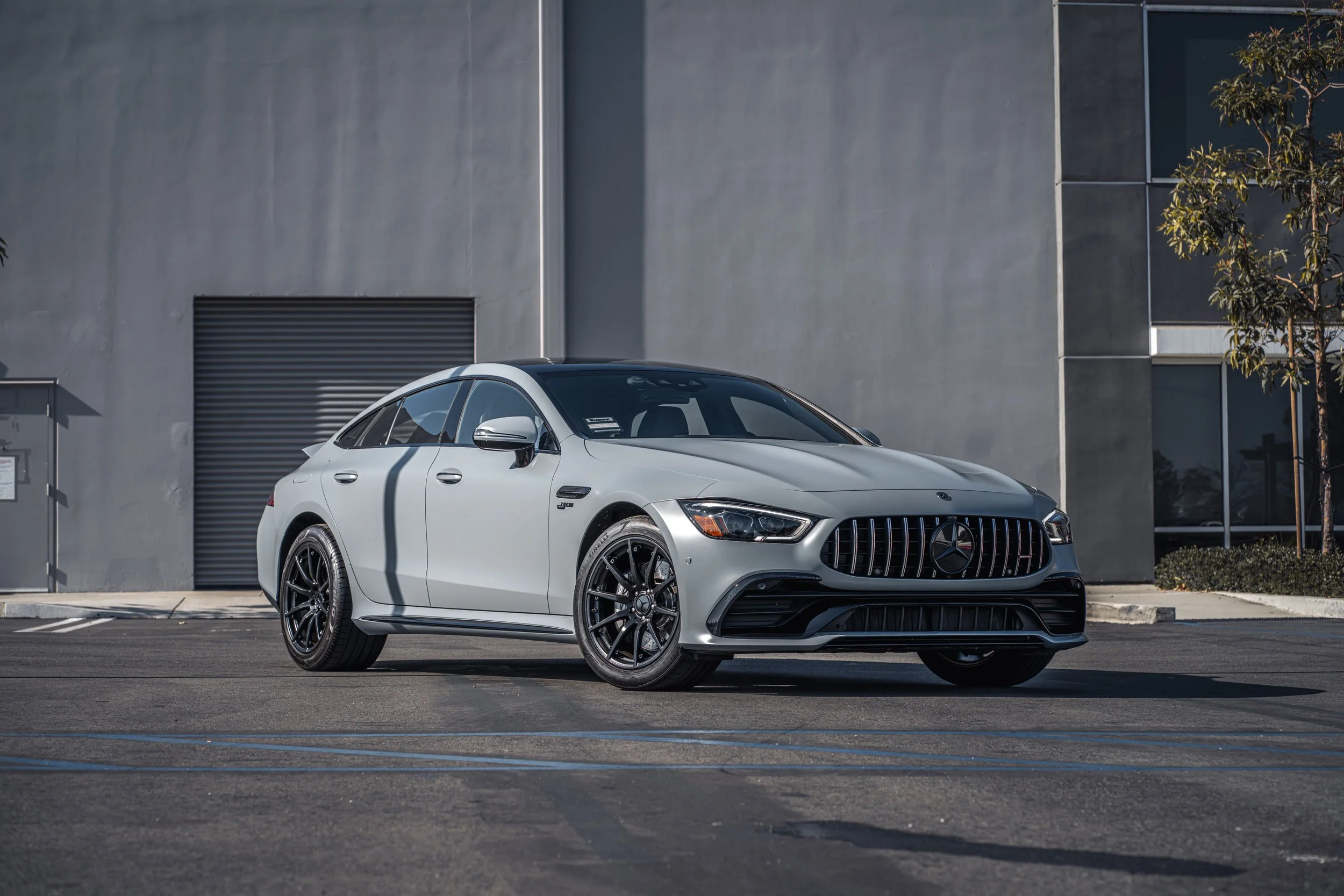 Mercedes-AMG GT 53 Avery Battleship Grey after vinyl wrap in Irvine