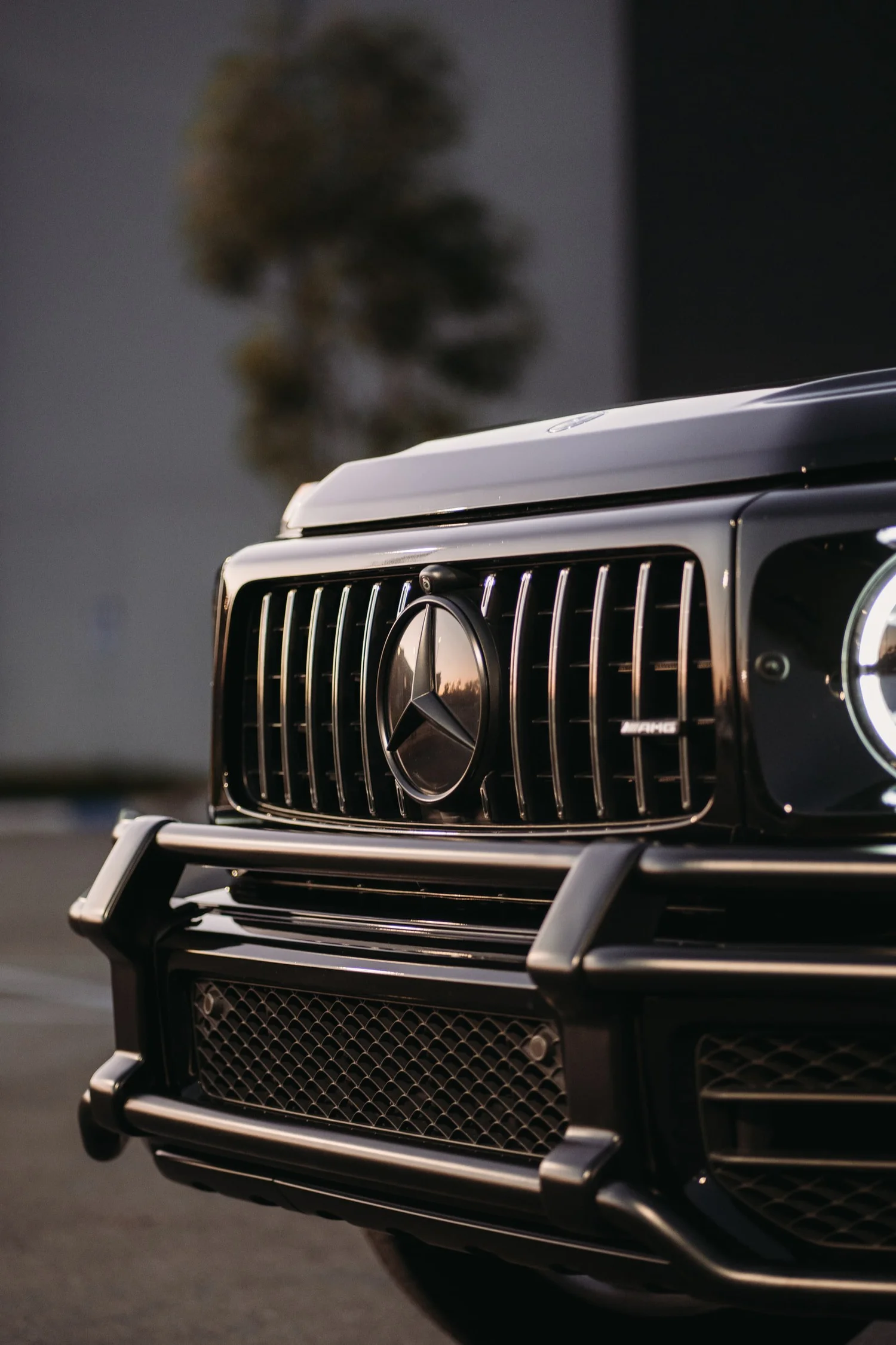 Mercedes-AMG G 63 after Paint Protection Film (PPF), Ceramic Coating, Chrome Delete and Wheel Powder Coating, direct front view