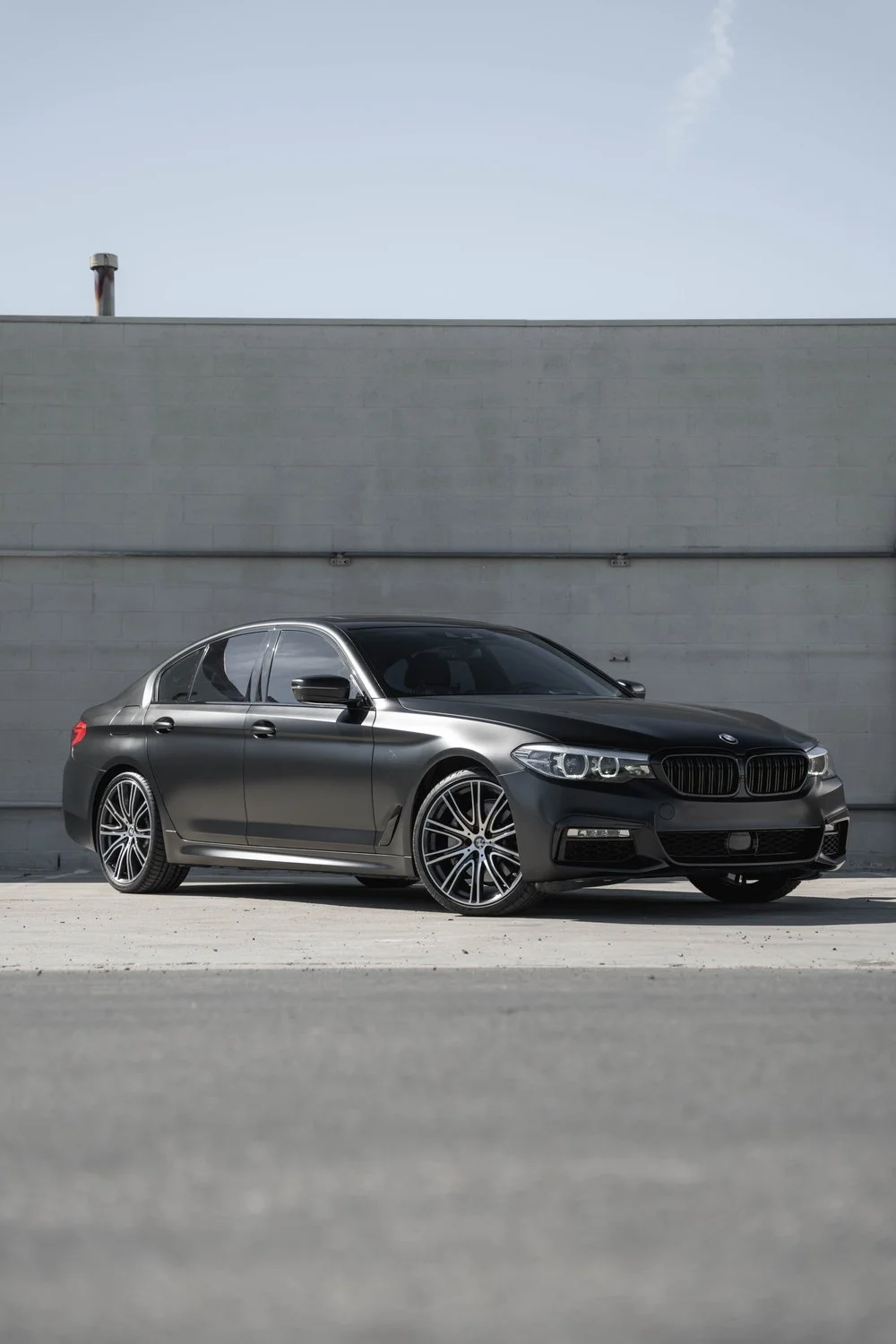 BMW 540i 3M Satin Black Vinyl Wrap & XPEL XR Black Window Tint — 3M Satin Black Vinyl Wrap · XPEL XR Black Window Tint