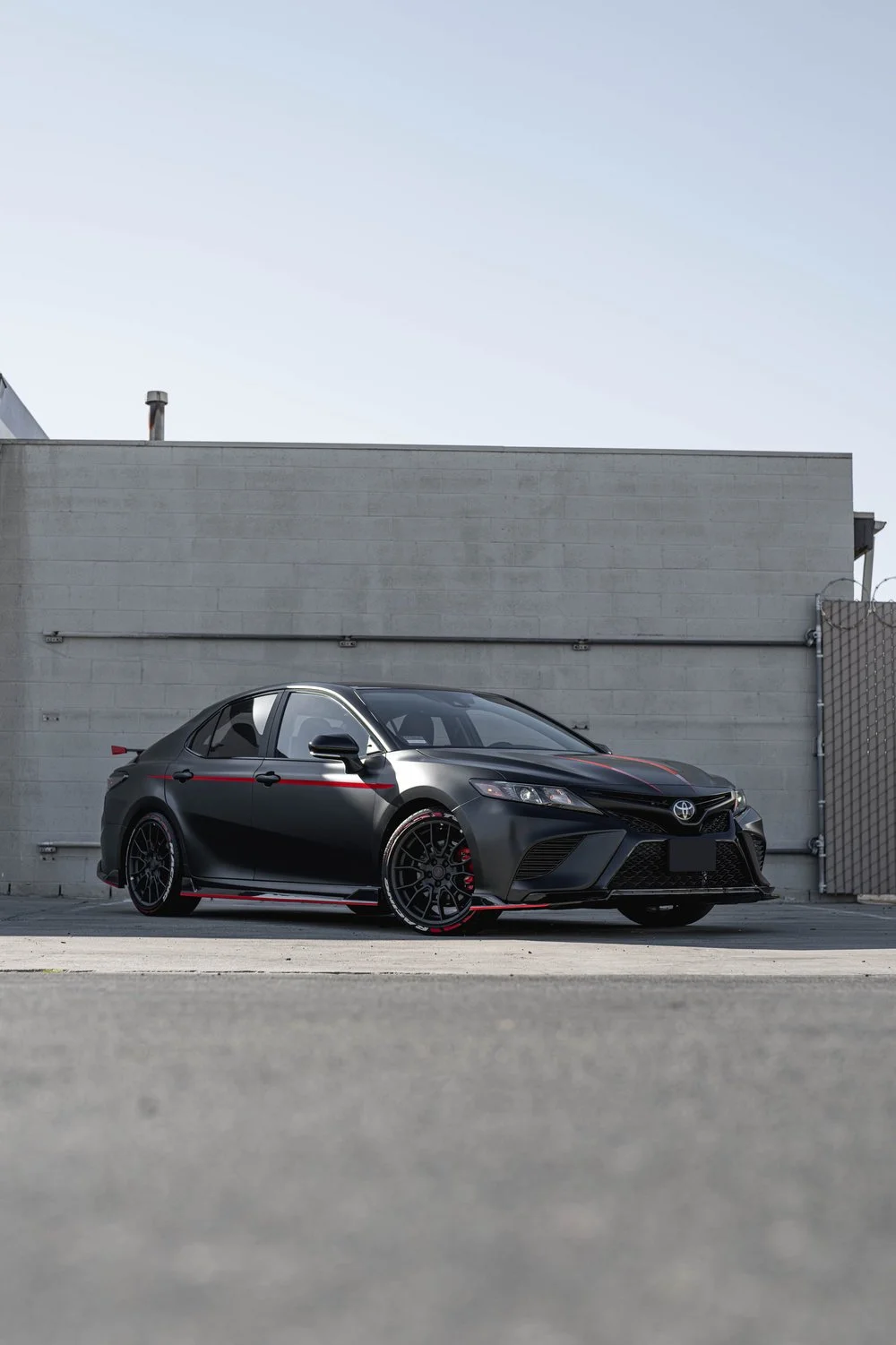 Toyota Camry TRD 3M Satin Black Vinyl Wrap & TRD Graphic Design — 3M Satin Black Vinyl Wrap · TRD Graphic Design