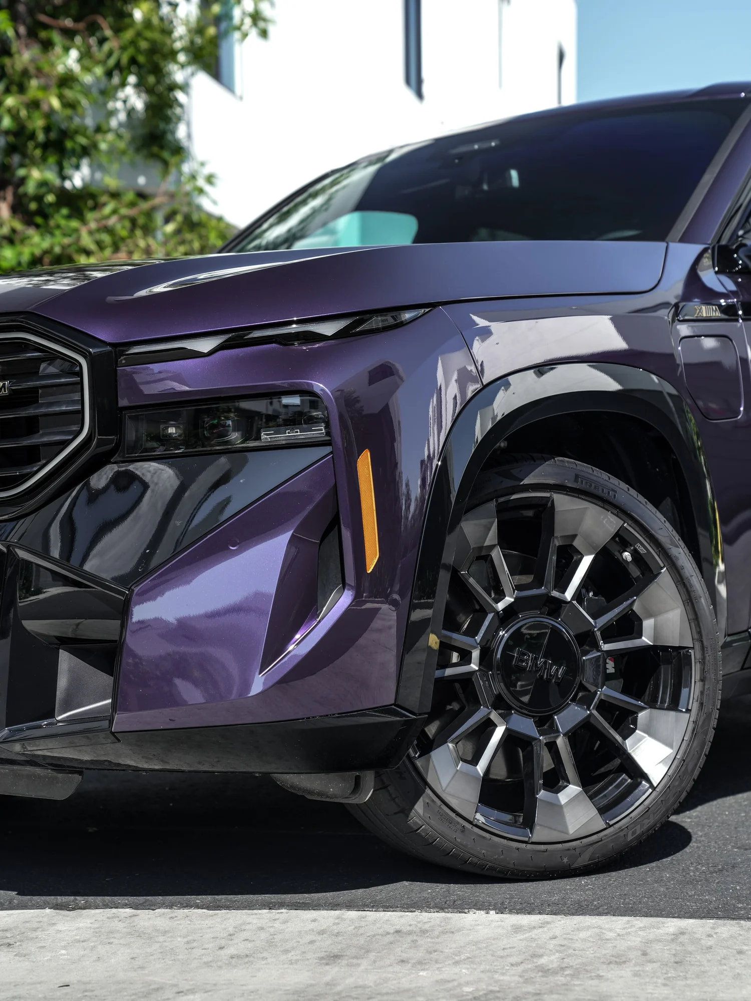BMW XM Venetian Mauve Colored PPF after Paint Protection Film (PPF), front wheel and body view