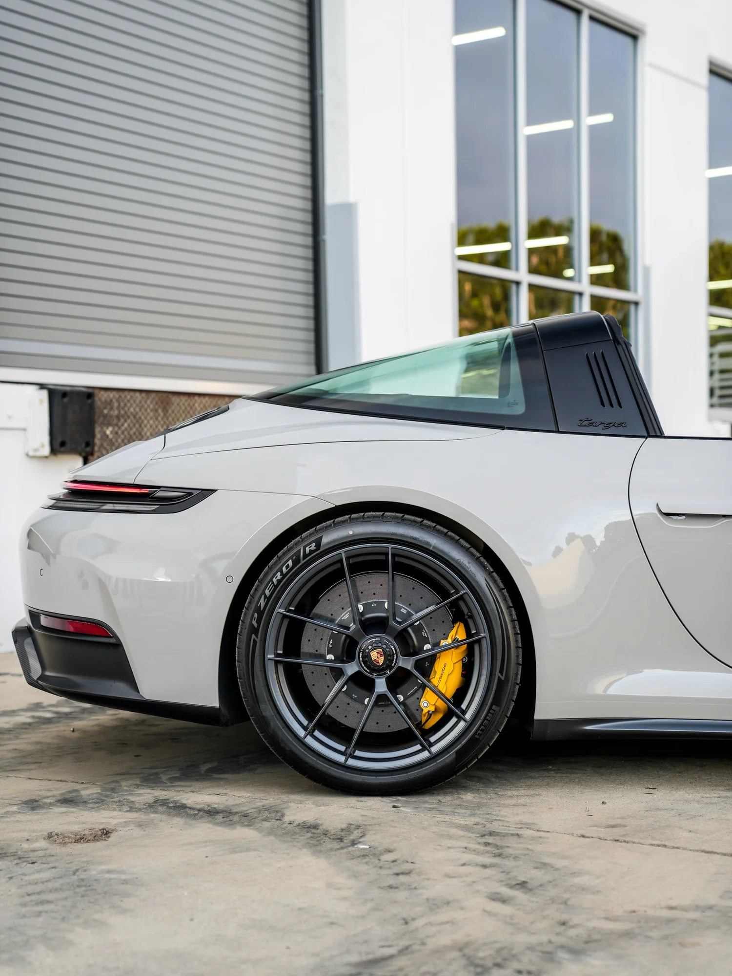 Porsche 911 Targa GTS PPF after Paint Protection Film (PPF), rear-right three-quarter view