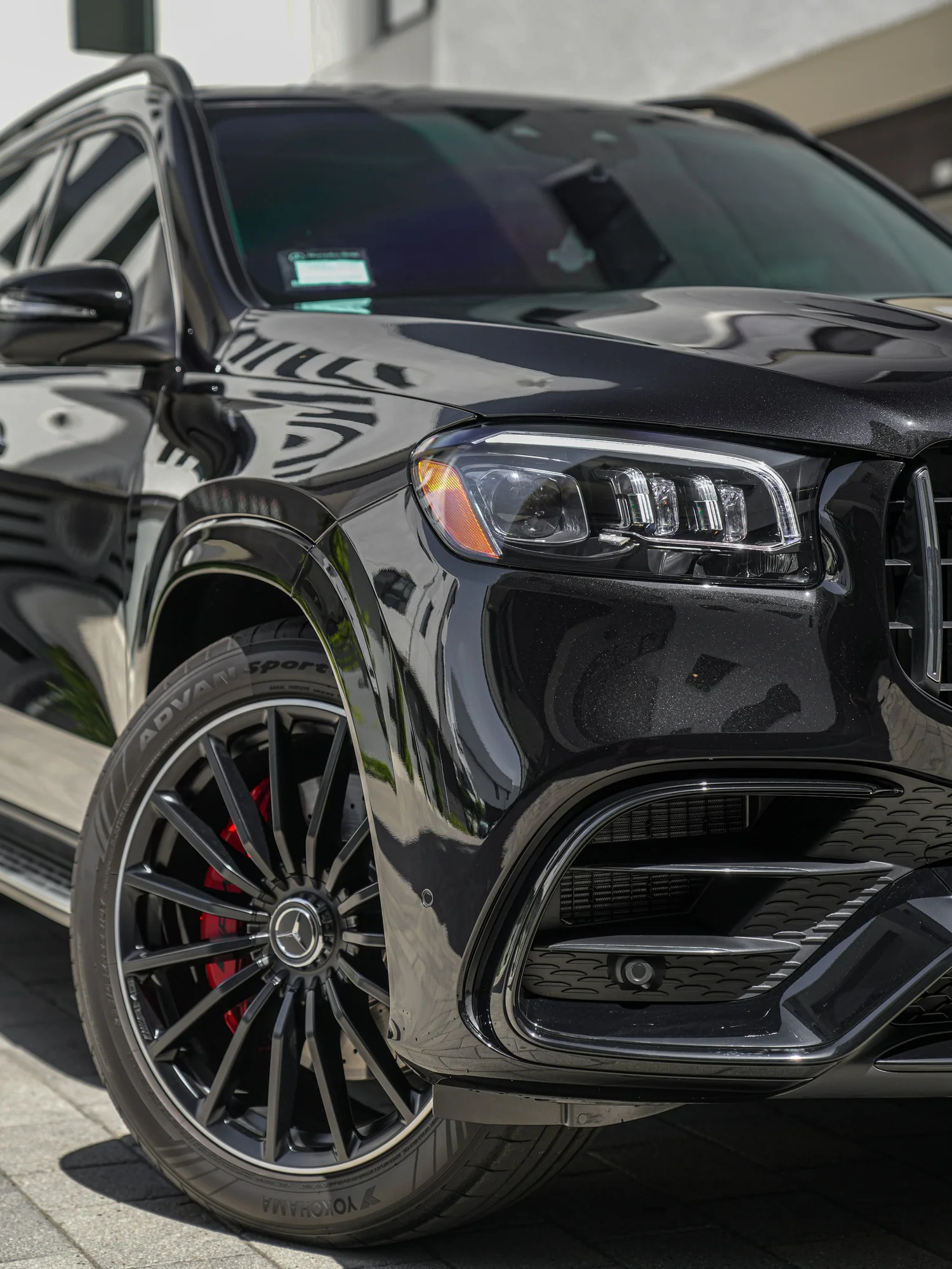 Mercedes-AMG GLS 63 after Paint Protection Film (PPF) and Window Tint, front-corner view