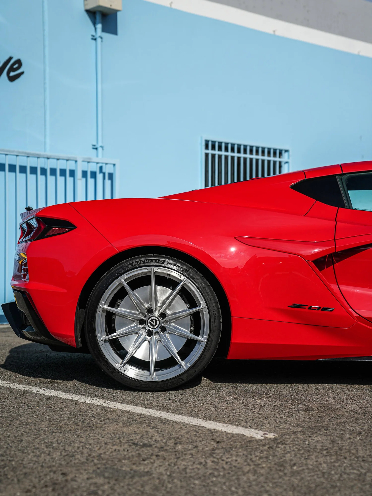 Chevrolet Corvette Z06 PPF after Paint Protection Film (PPF), rear-right three-quarter view