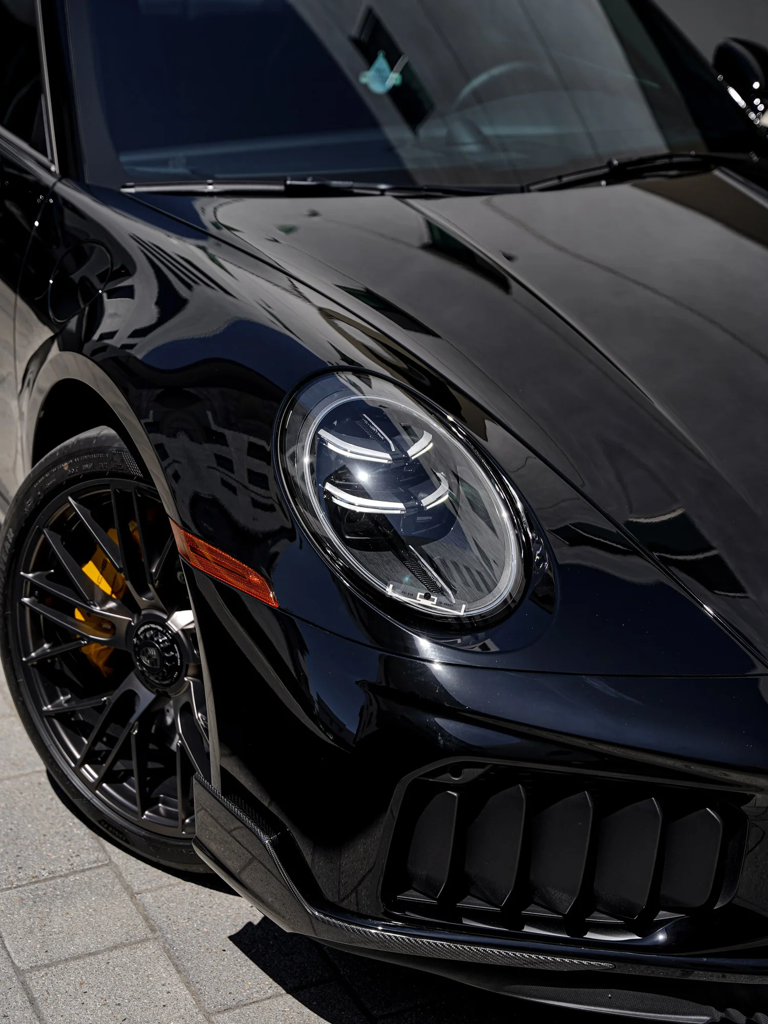 Porsche 911 Turbo S after Paint Protection Film (PPF), Window Tint and Ceramic Coating, front-fender and wheel view
