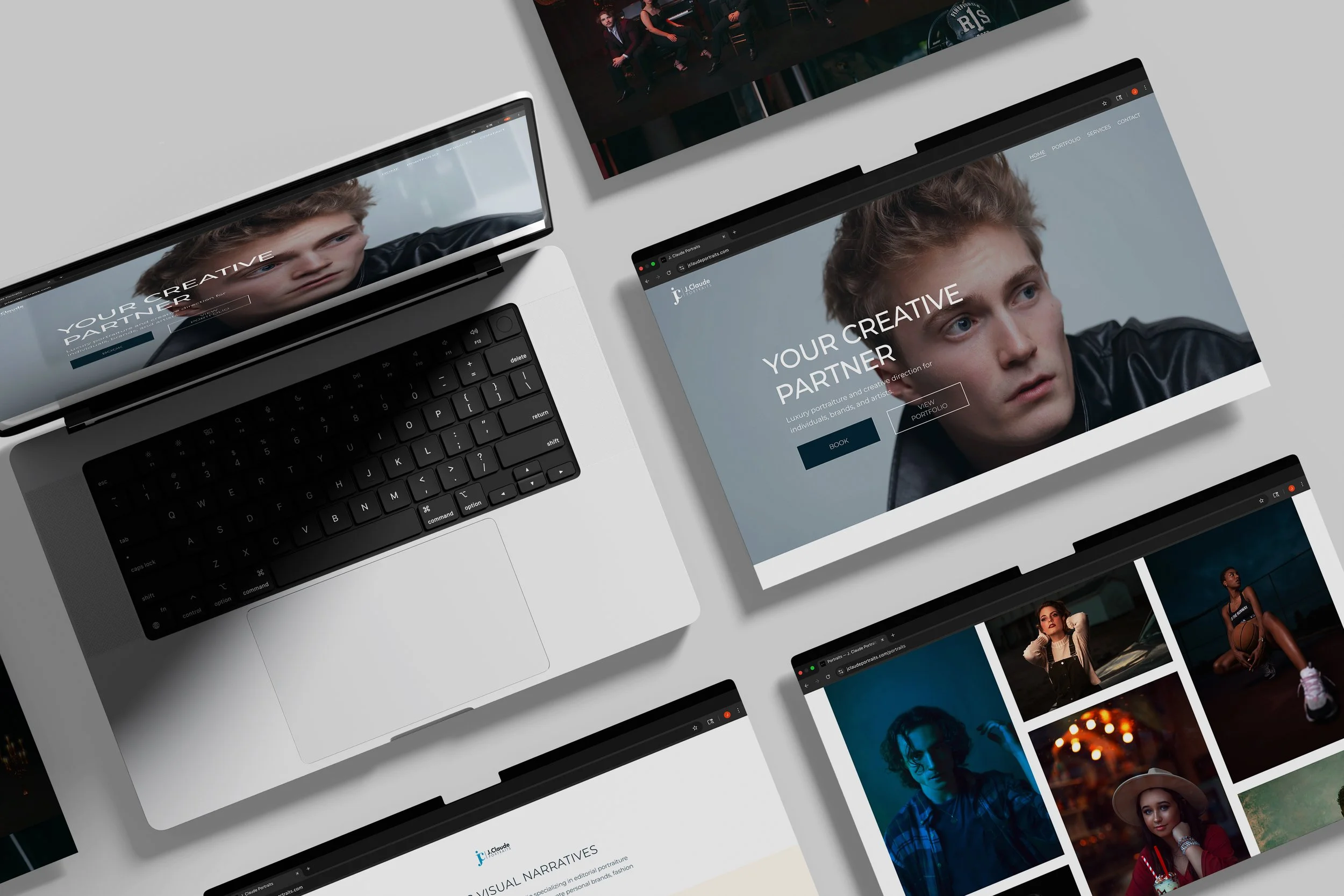 J. Claude Portraits website desktop design showcasing luxury portrait photography gallery and refined layout