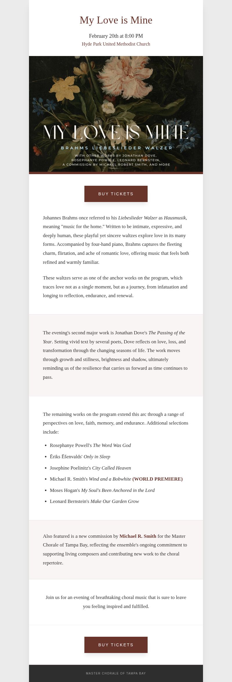 Concert announcement email