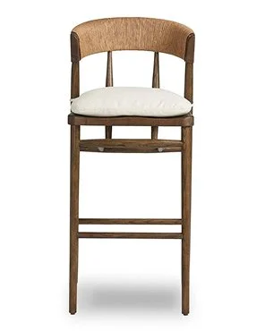 Counter Stool with Cushioned Seat and C-Back in Rope