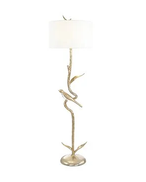 Poleiro Hollywood Regency Champagne Gold Metal Floor Lamp