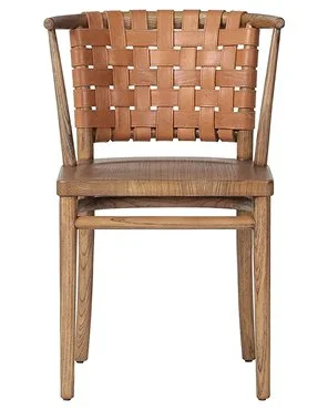 Woven Leather Wood Dining Chair