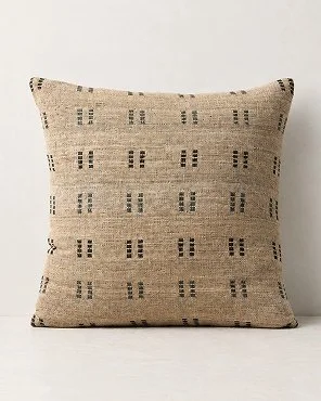 Sand and Faded Teal Wool and Silk Throw Pillow